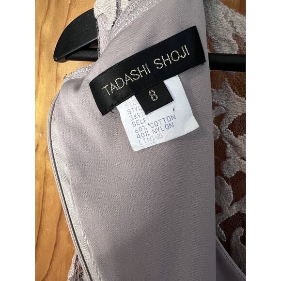 Tadashi Shoji Size 8 Lace Overlay Sheath Dress Neutral Wedding Formal MOB - Picture 7 of 8